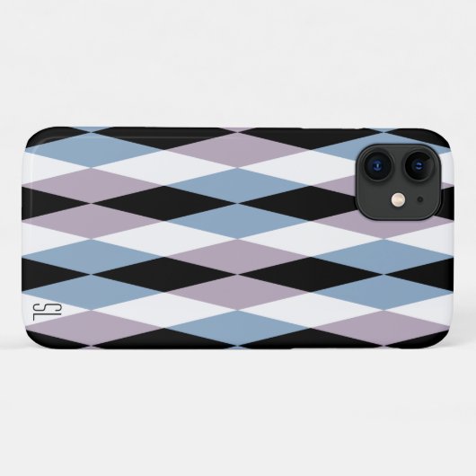 Harlequin Diamond Pattern - Blue and Dusty Lila Case-Mate iPhone Case (Achterkant (horizontaal))