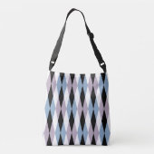 Harlequin Diamond Pattern - Blue and Dusty Lila Crossbody Tas (Achterkant)