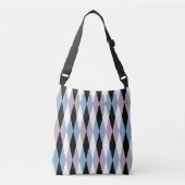 Harlequin Diamond Pattern - Blue and Dusty Lila Crossbody Tas (Voorkant)