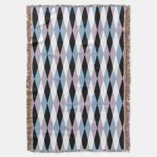 Harlequin Diamond Pattern - Blue and Dusty Lila Deken