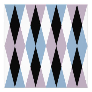 Harlequin Diamond Pattern - Blue and Dusty Lila Foto Afdruk