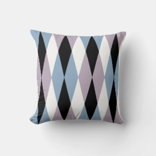 Harlequin Diamond Pattern - Blue and Dusty Lila Kussen