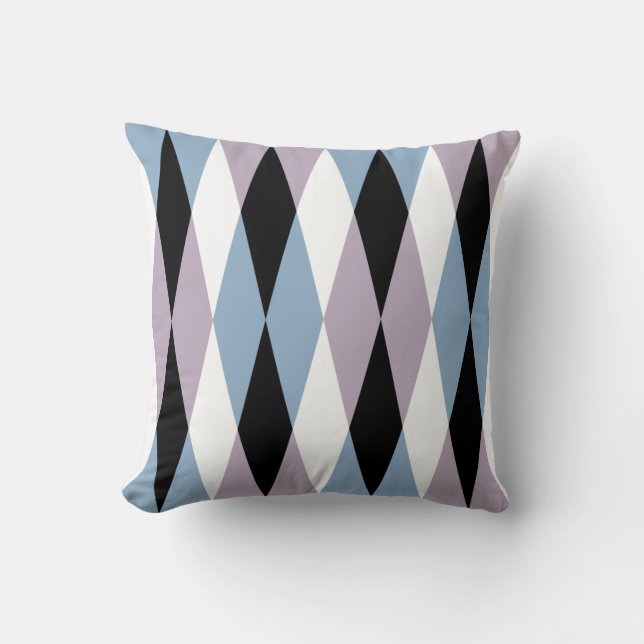 Harlequin Diamond Pattern - Blue and Dusty Lila Kussen (Voorkant)