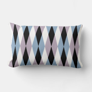 Harlequin Diamond Pattern - Blue and Dusty Lila Kussen