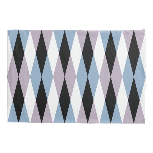 Harlequin Diamond Pattern - Blue and Dusty Lila Kussensloop (Achterkant)