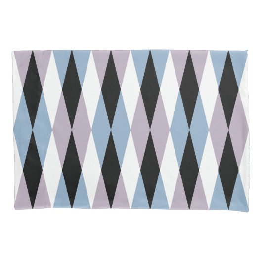 Harlequin Diamond Pattern - Blue and Dusty Lila Kussensloop (Voorkant)