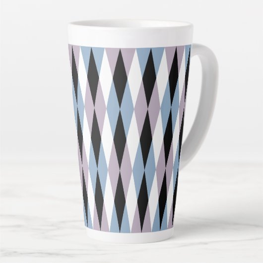 Harlequin Diamond Pattern - Blue and Dusty Lila Latte Mok (Rechterhoek)