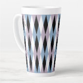 Harlequin Diamond Pattern - Blue and Dusty Lila Latte Mok (Linkerhoek)