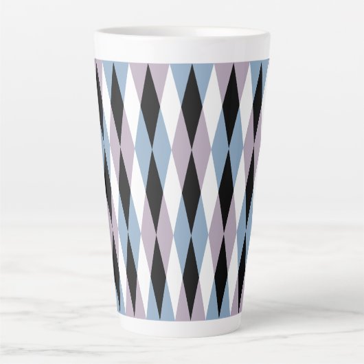 Harlequin Diamond Pattern - Blue and Dusty Lila Latte Mok (Voorkant)
