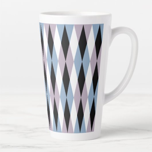 Harlequin Diamond Pattern - Blue and Dusty Lila Latte Mok (Rechts)