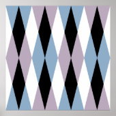 Harlequin Diamond Pattern - Blue and Dusty Lila Poster (Voorkant)