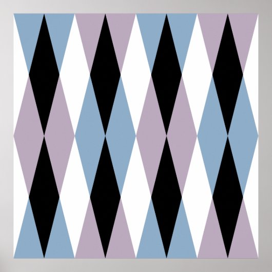 Harlequin Diamond Pattern - Blue and Dusty Lila Poster (Voorkant)