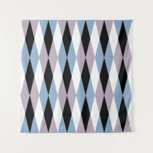 Harlequin Diamond Pattern - Blue and Dusty Lila Wandkleed