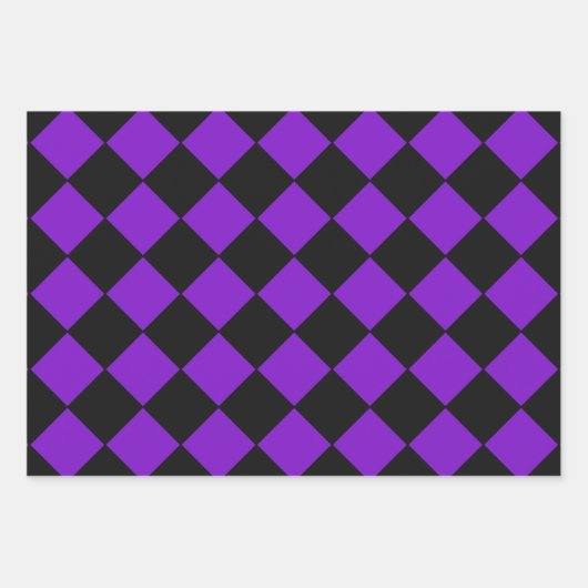 Harlequin Diamond Pattern in Red Paars and Yellow Inpakpapier Vel (Voorkant 2)