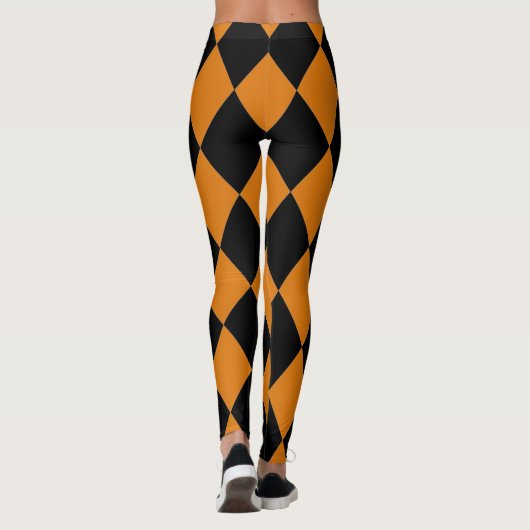 Harlequin ~ Diamond Pattern ~ Pumpkin & Black ~ Leggings (Achterkant)