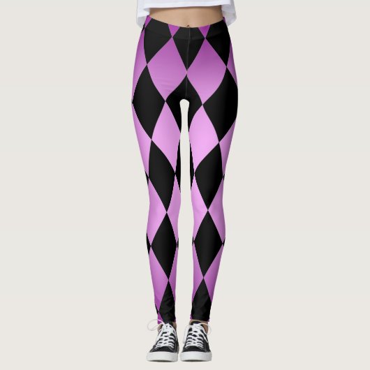 Harlequin ~ Diamond Pattern ~ Roze & Paars design Leggings (Voorkant)