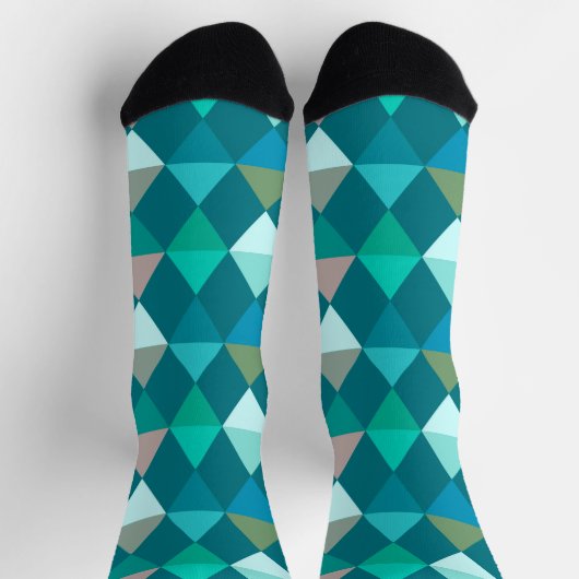 Harlequin / diamond pattern - Teal and Aqua Sokken (Top)