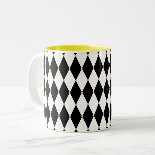 Harlequin Diamond Pattern Tweekleurige Koffiemok (Voorkant links)