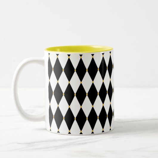 Harlequin Diamond Pattern Tweekleurige Koffiemok (Links)