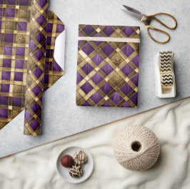 Harlequin Diamonds Paarse en gouden ID1031 Cadeaupapier