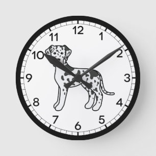 Harlequin Dog Cartoon Illustratie Ronde Klok