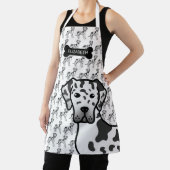 Harlequin Dog Great Dane Cute Cartoon Hond & Naam Schort (Insitu)