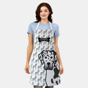 Harlequin Dog Great Dane Cute Cartoon Hond & Naam Schort