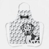 Harlequin Dog Great Dane Cute Cartoon Hond & Naam Schort (Voorkant)