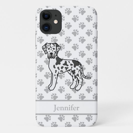 Harlequin Dog Great Dane Schattige Cartoon Hond &  Case-Mate iPhone Case (Achterkant)