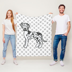 Harlequin Dog Great Dane Schattige Cartoon Hond & Fleece Deken