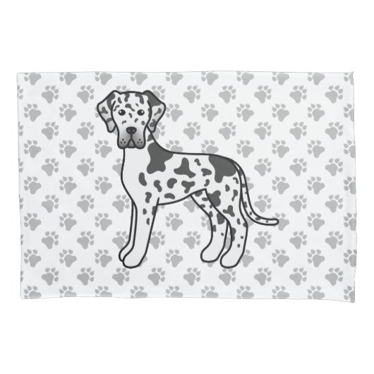 Harlequin Dog Great Dane Schattige Cartoon Hond & Kussensloop (Voorkant)