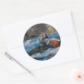 Harlequin Duck in oceaansurf Ronde Sticker (Envelop)