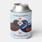 Harlequin Ducks Lovevogels elk jaar Jubileum Blikjeskoeler (Blikje Voorkant)