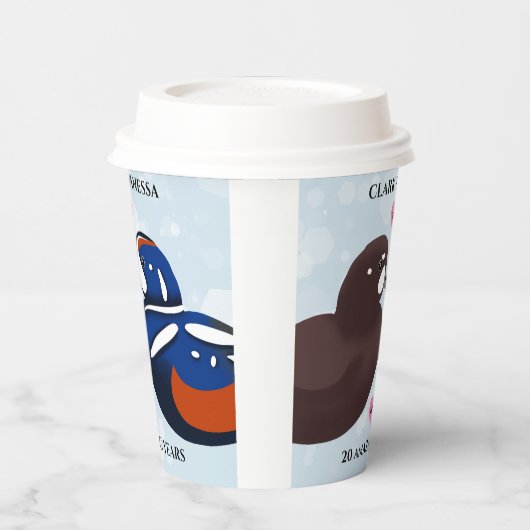 Harlequin Ducks Lovevogels elk jaar Jubileum Papieren Bekers (Links)