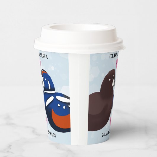 Harlequin Ducks Lovevogels elk jaar Jubileum Papieren Bekers (Rechts)