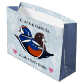 Harlequin Ducks Lovevogels Elk Jubileum jaar Groot Cadeauzakje (Achterkant Gekanteld)