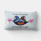 Harlequin Ducks Lovevogels Elk Jubileum jaar Kussen (Achterkant)