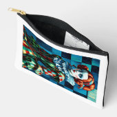Harlequin Elegance Dual-Sided Cosmetic Bag – Vinta Etui (Open)
