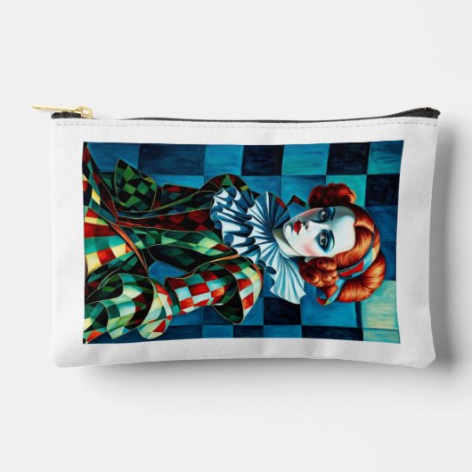 Harlequin Elegance Dual-Sided Cosmetic Bag – Vinta Etui (Voorkant)