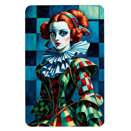 Harlequin Elegance – kunstmagneet Magneet (Verticaal)