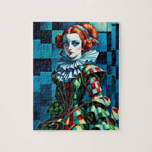 Harlequin Elegance: premium puzzelkunst Legpuzzel (Verticaal)
