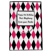 Harlequin Elegant Diamant Geometrisch Zwart Wit Medium Cadeauzakje (Voorkant)