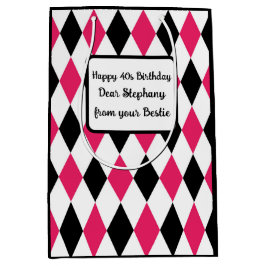 Harlequin Elegant Diamant Geometrisch Zwart Wit Medium Cadeauzakje