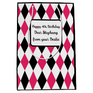 Harlequin Elegant Diamant Geometrisch Zwart Wit Medium Cadeauzakje