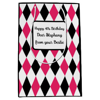 Harlequin Elegant Diamant Geometrisch Zwart Wit Medium Cadeauzakje