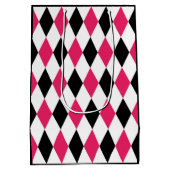 Harlequin Elegant Diamant Geometrisch Zwart Wit Medium Cadeauzakje (Achterkant)