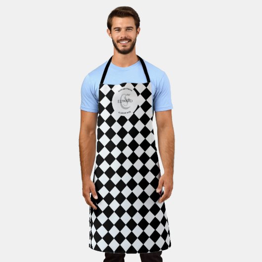 Harlequin en aangepaste naam schort (Gedragen)