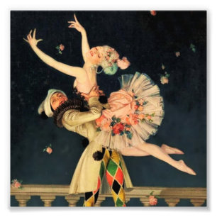 “Harlequin en Columbine” door FX Leyendecker Foto Afdruk