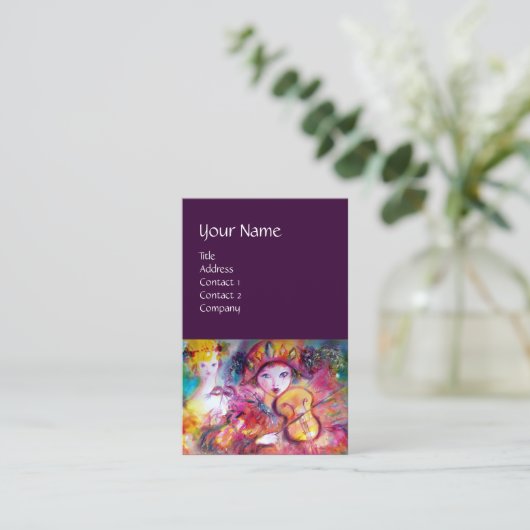 HARLEQUIN EN COLUMBINE-muziek, decor, theaterartie Visitekaartje (Staand voorkant)