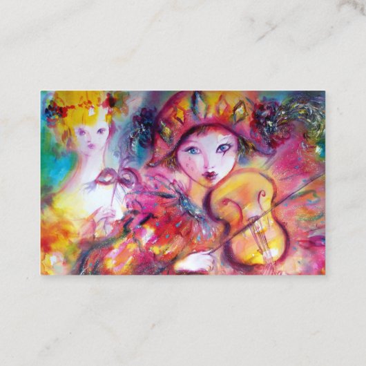 HARLEQUIN EN COLUMBINE-muziek, decor, theaterartie Visitekaartje (Achterkant)